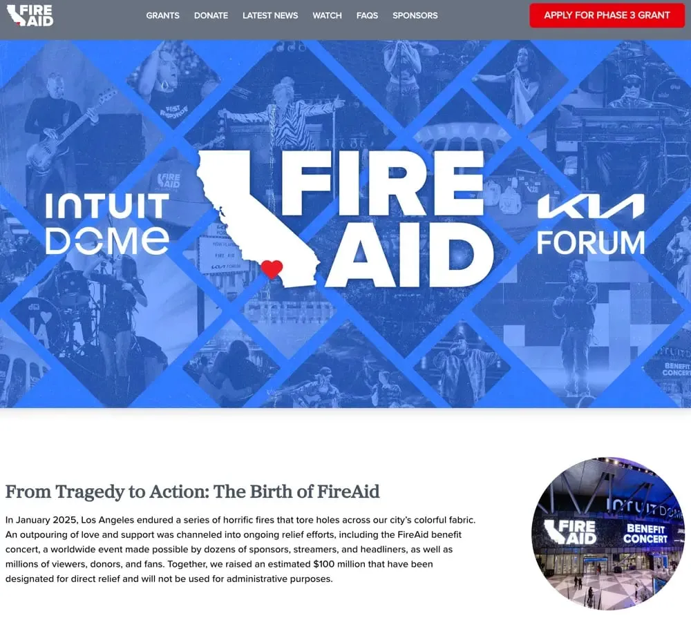 FireAidLA.org Screenshot