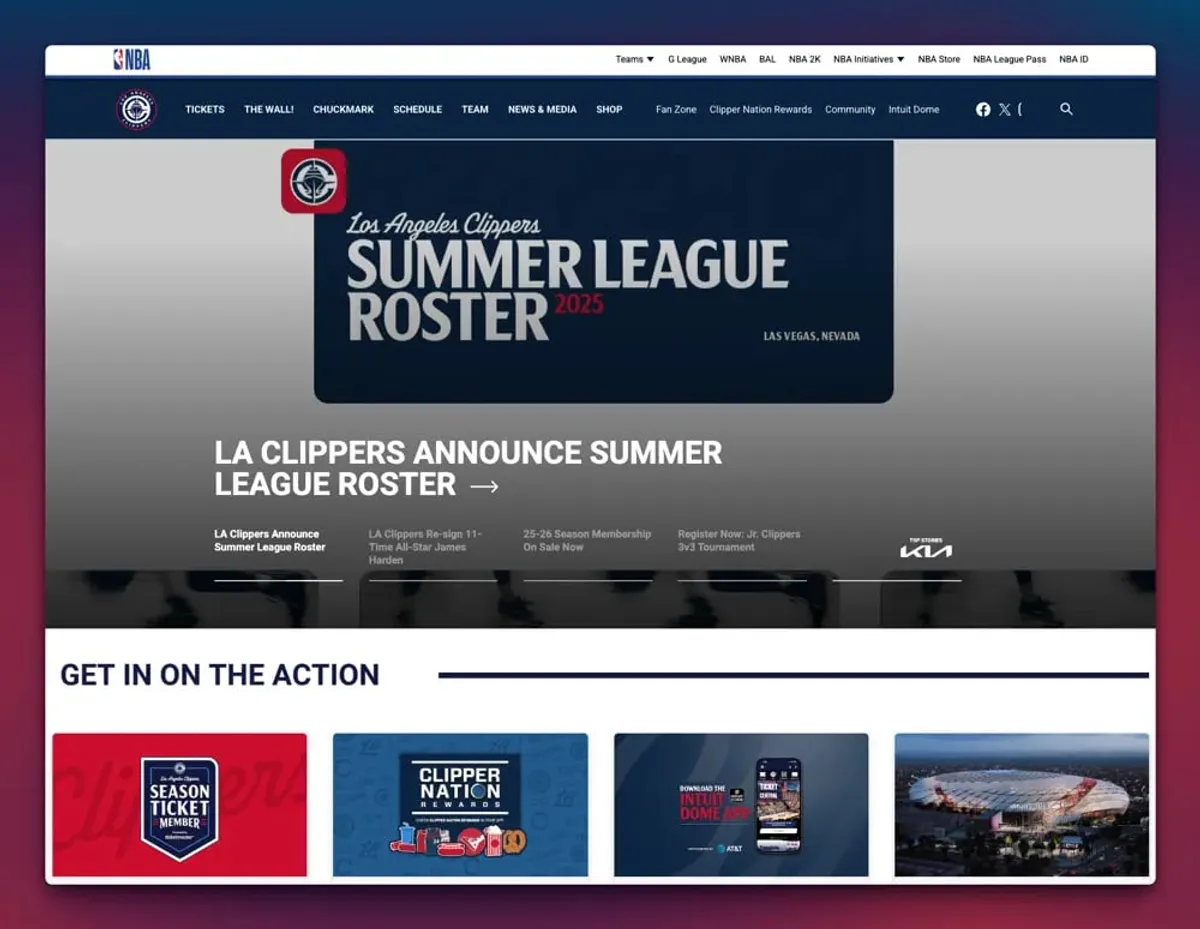 LA Clippers Website and Other Online Properties
