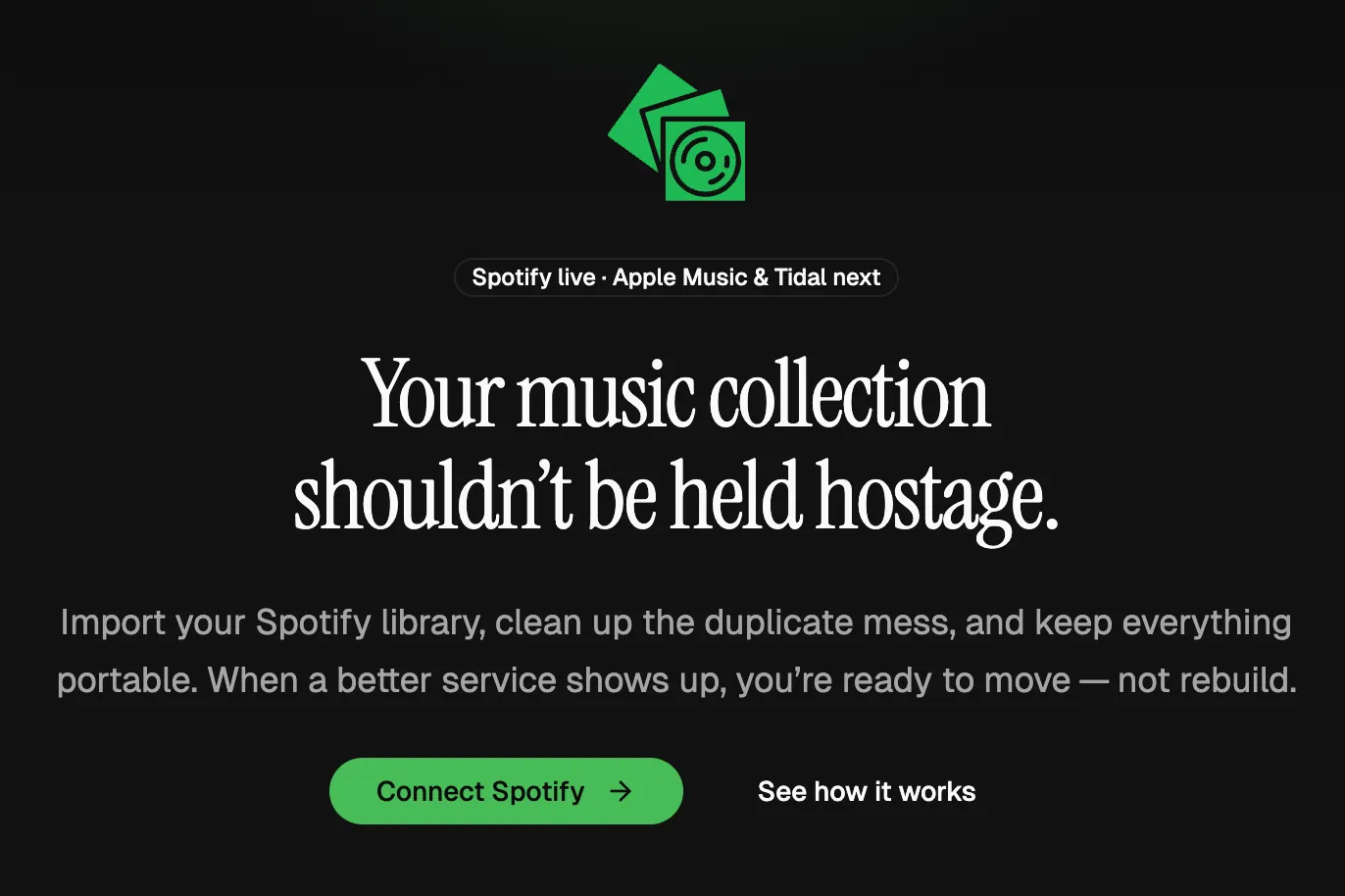 OneMusicCrate landing page