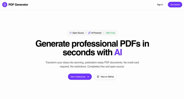 PDF Generator - AI-Powered Document Creation